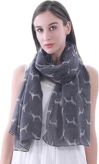 Lina & Lily Border Terrier Dog Print Large Scarf Shawl Lightweight, Gift for Dog Lover (Dark Grey)