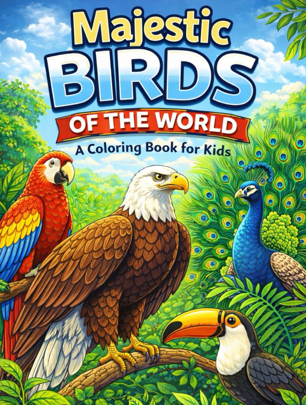 Majestic Birds of the World: A Coloring Book for Kids