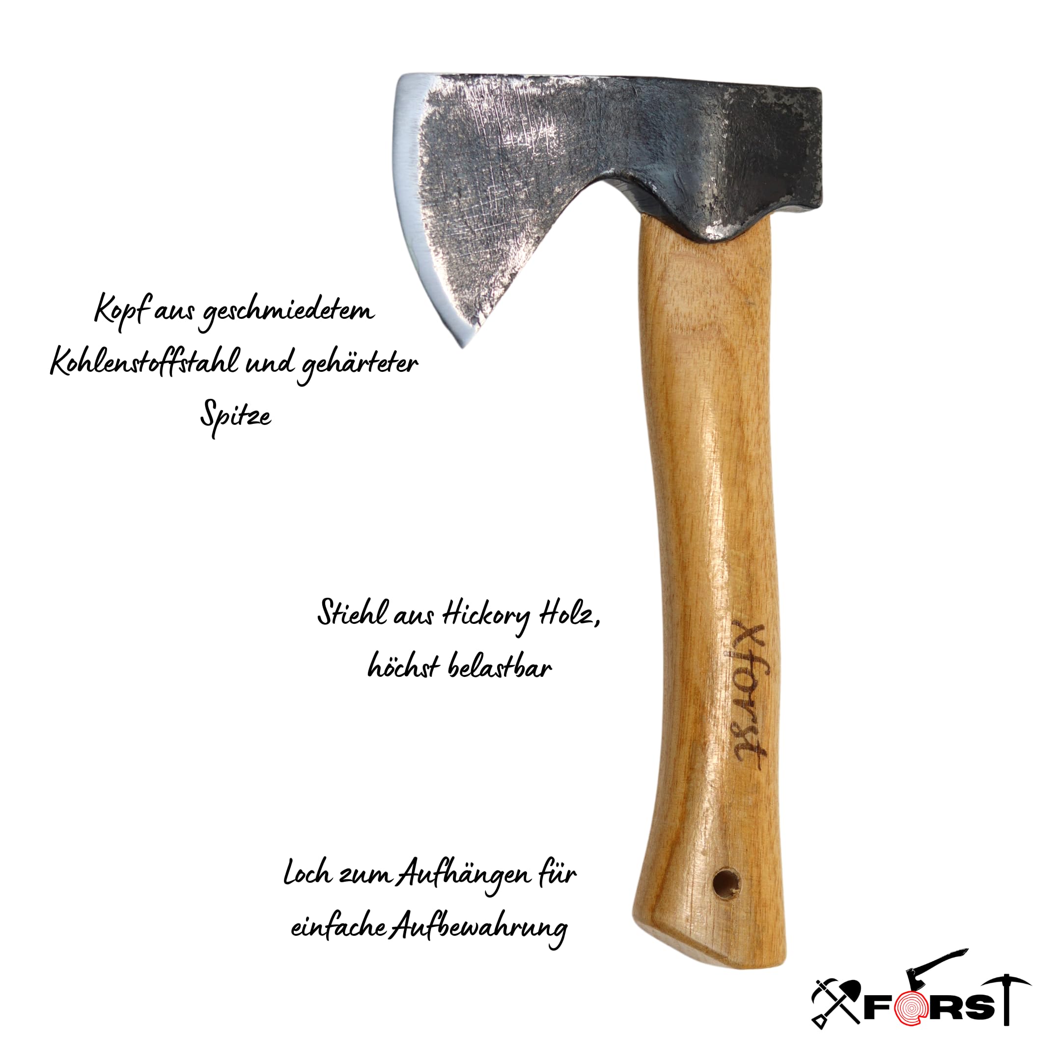 Xforst Hacha vikinga AG1Black, mango de nogal + protecciónde corte auténtica