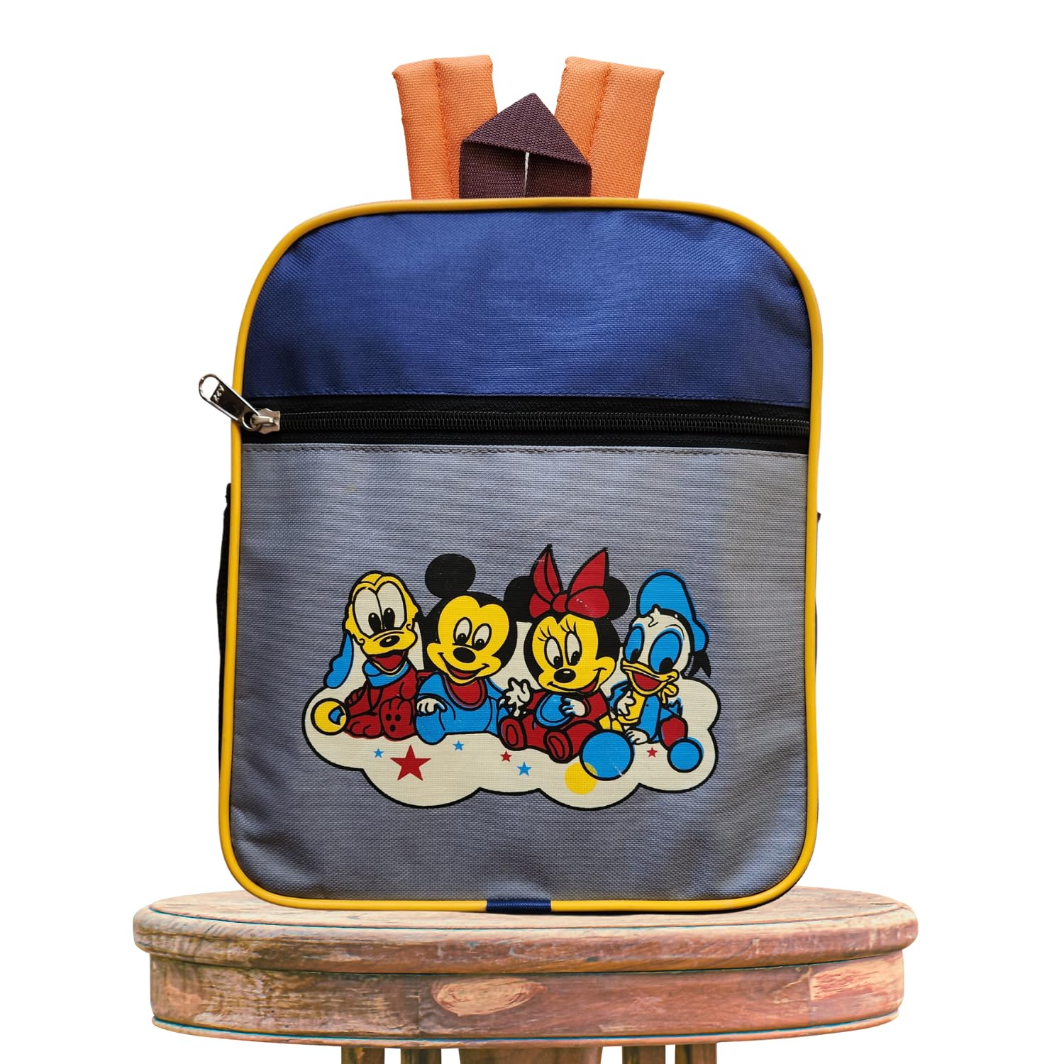 karbd Backpack School Bag for Boys Girls Kids Toddlers Tuition Bag with Multiple Pockets Compartments Bottle Holder (Grey Blue, Mickey Mouse Cartoon Design, 12 Inches)-picture-24