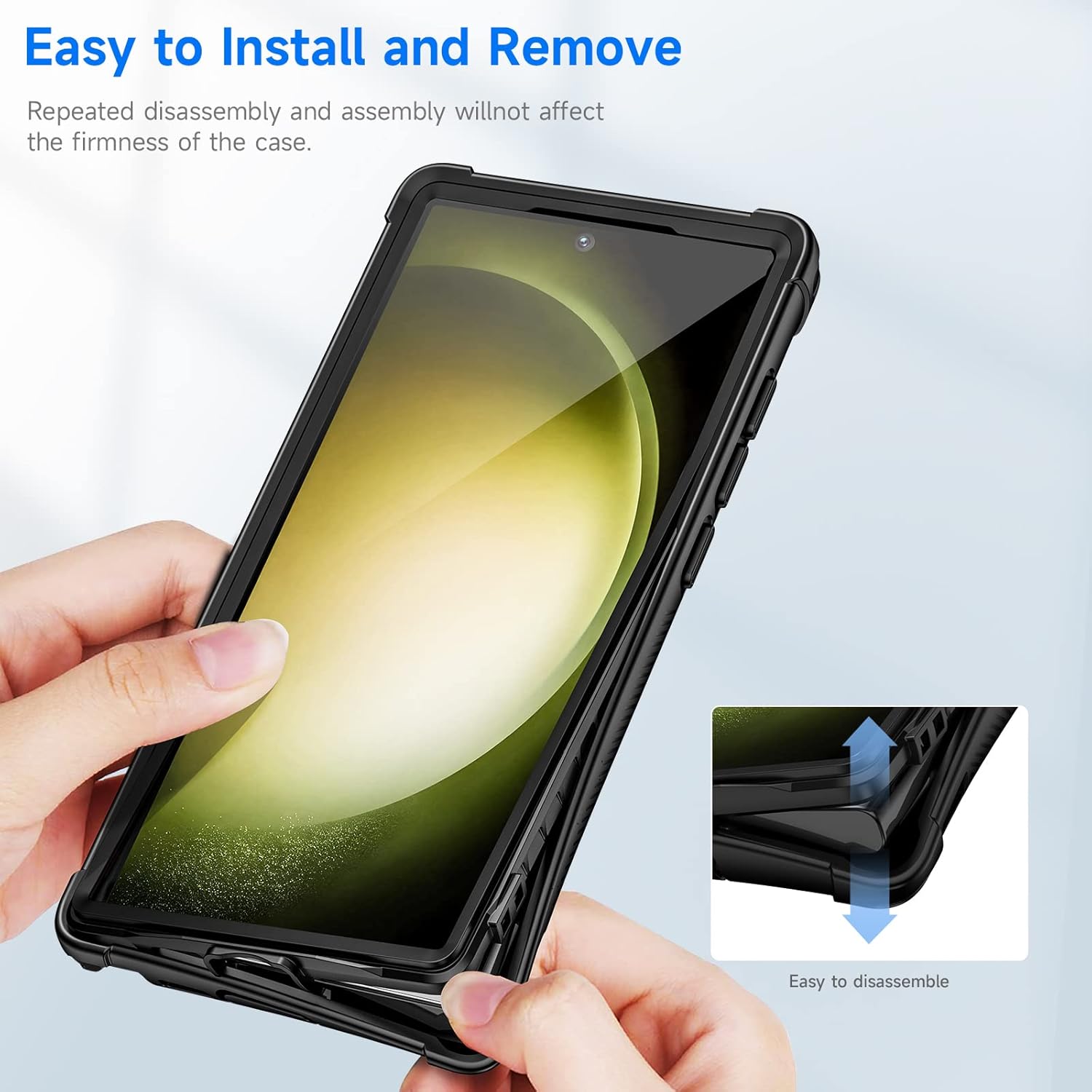 seacosmo Designed for Samsung Galaxy S23 Ultra Case, Full Body Shockproof Cover, with Built-in Screen Protector Slim Fit Protective Case for S23 Ultra 6.8", Black - Image 7