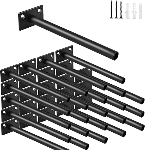 Miniatura 22 de 4 soportes de estante flotante de acero sólido negro de 5 pulgadas, soportes ocultos para estantes flotantes de madera, soporte oculto para estantes