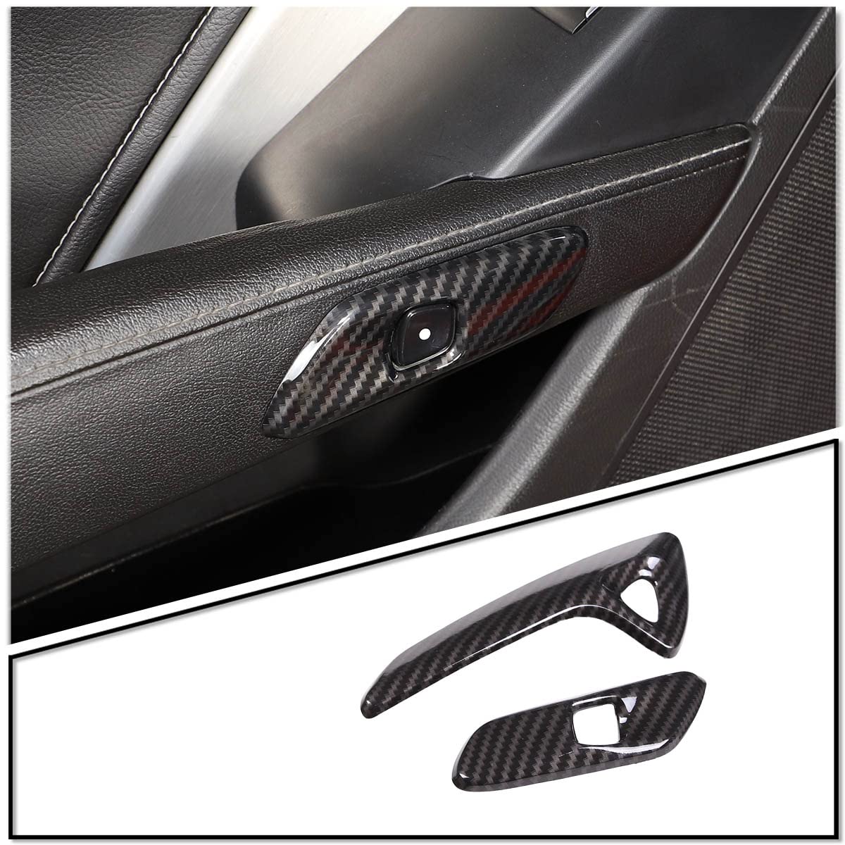 Sekhyna ABS 2PCS Inner Door Handle Cover Trim Compatible with Corvette C7 Stingray 2014-2019 Car Door Electric Switch Panel Protective Cover Trim Molding Accessories (ABS Carbon)