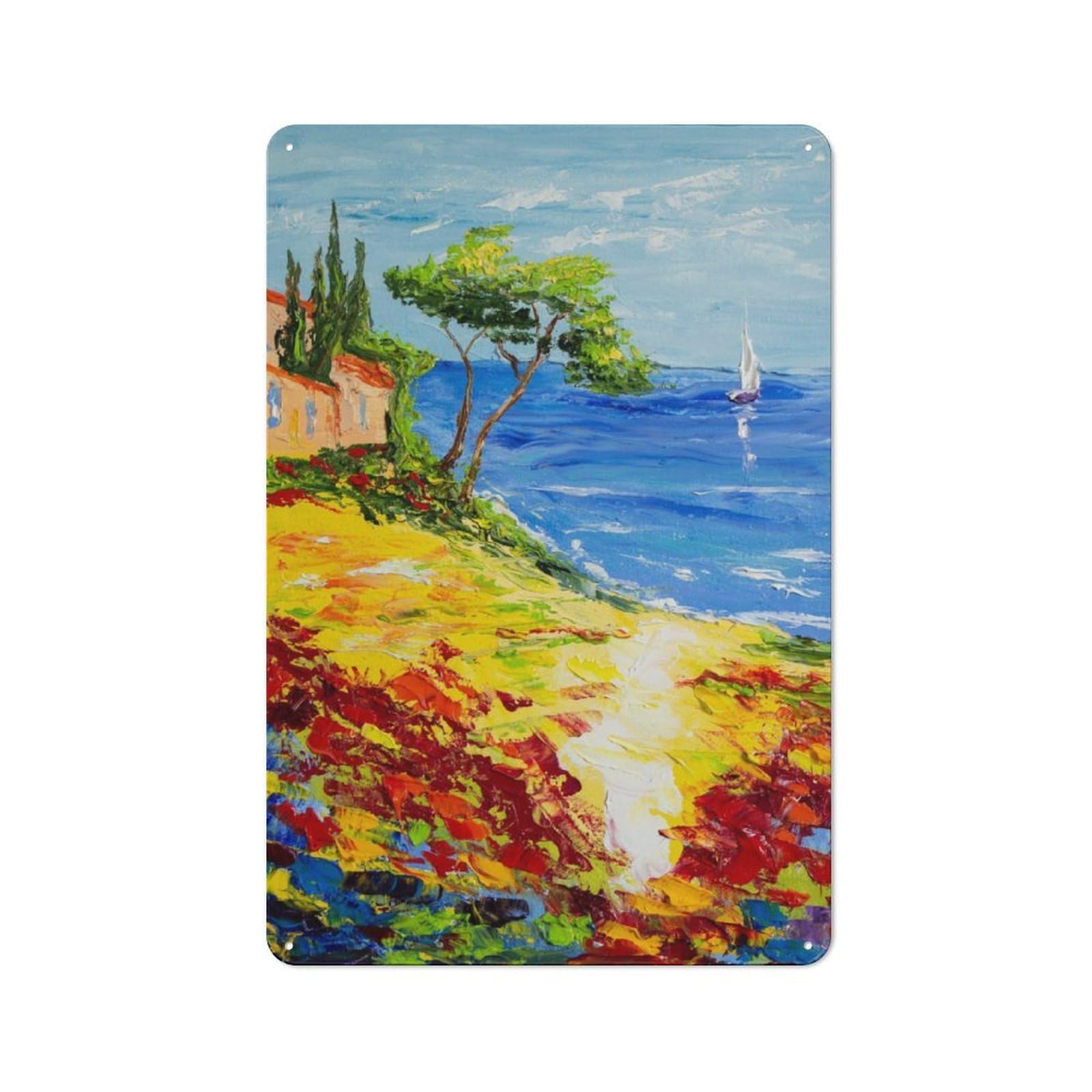 Junmoney Bright Sunny Day Tin Wall Plaque 30X20cm With For Bar Or Restaurant, Autumn Wall Decor For Hospitality Decor Collectors