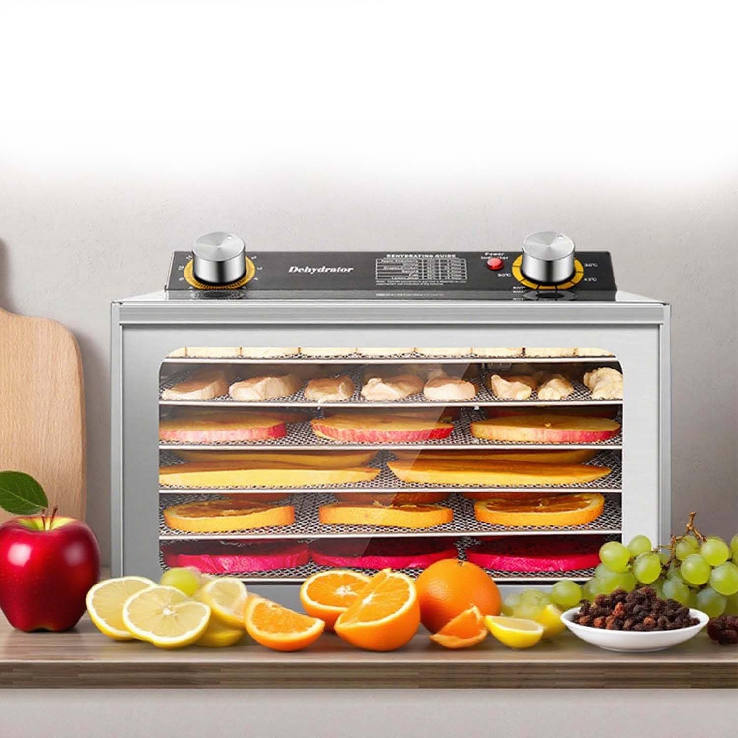 Secadora de Alimentos Comercial de 800 W, deshidratadora Multifuncional, Sistema de circulación de Aire Caliente de 360°, Ideal para Frutas, Verduras y Yogur (6 capas/400 W).