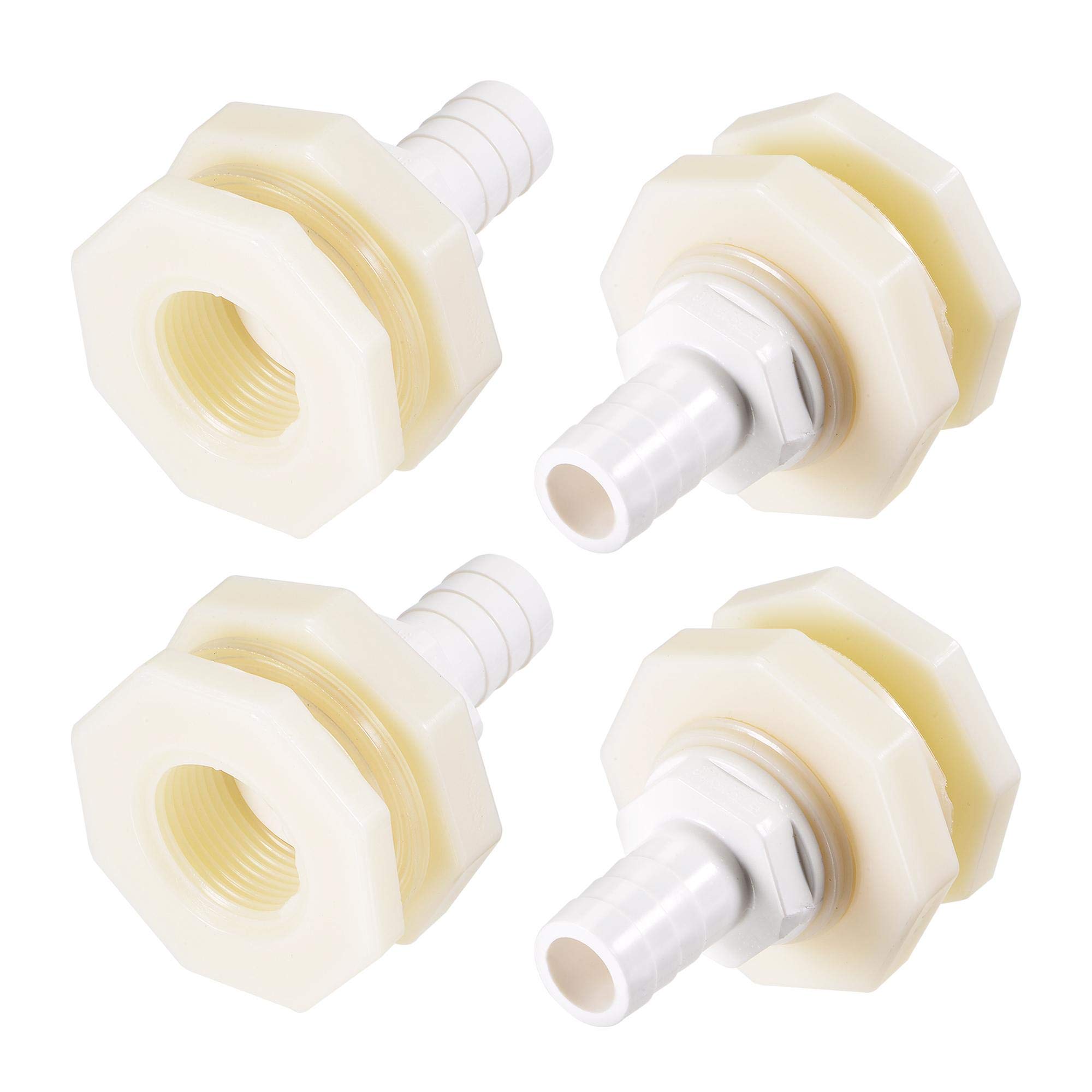 Adaptateur de cloison 16 mm x G3/4 femelle ABS blanc uxcell pour réservoir d'eau x4