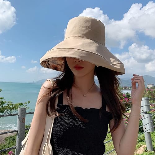 Miniatura 6 de HUAMULAN Sombrero de sol de verano para mujer, ala ancha, borde con alambre, floral, playa, cubo, sombreros reversibles, plegables, protección UV,