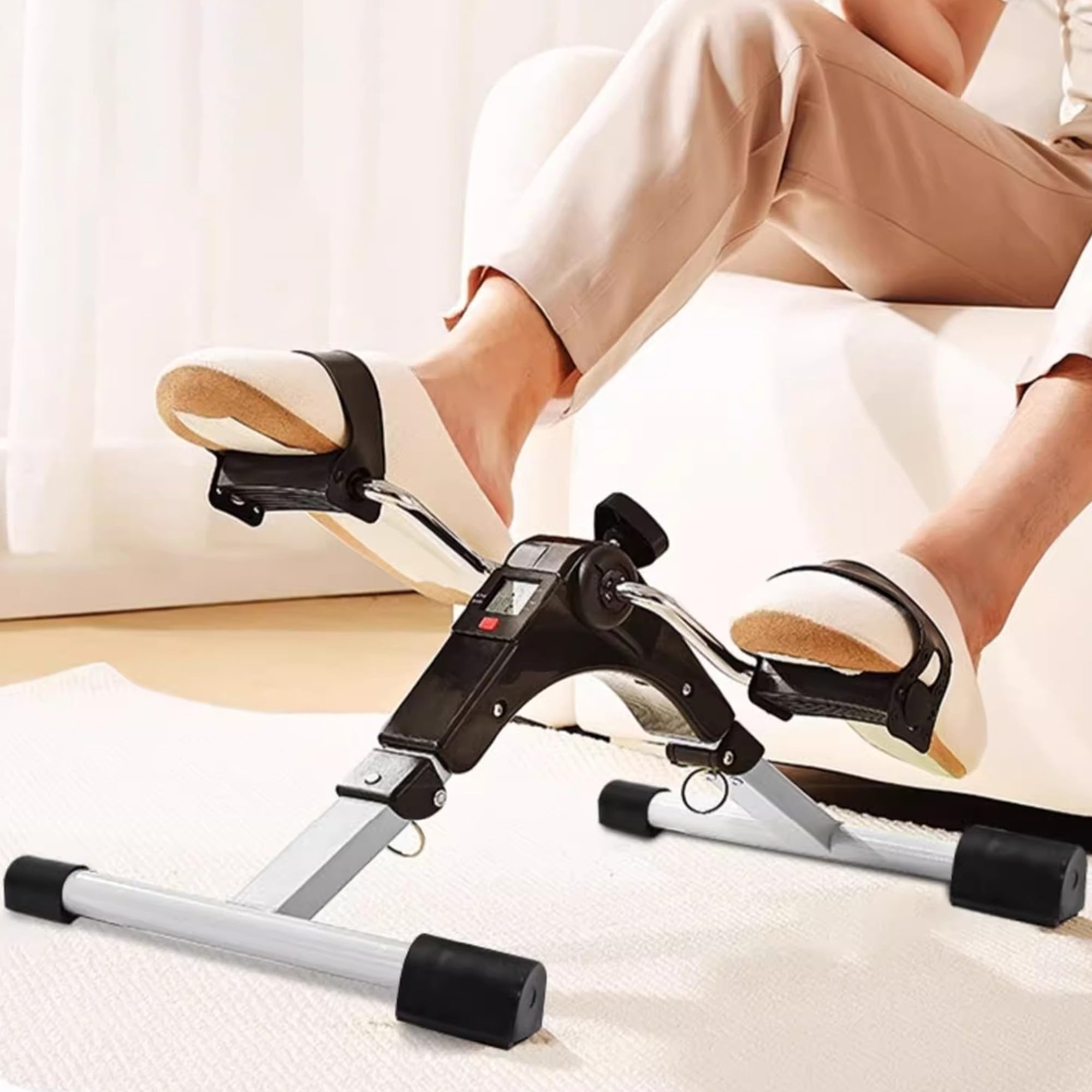 Mini Klappbar Bike, Pedaltrainer Mini-Heimtrainer Fahrrad, Minifahrrad Bewegungstrainer Fitnessgerät für Zuhause Büro, Heimtrainer Fitnessgerät mit Einstellbarer Widerstand, Pedal-Ausbilder