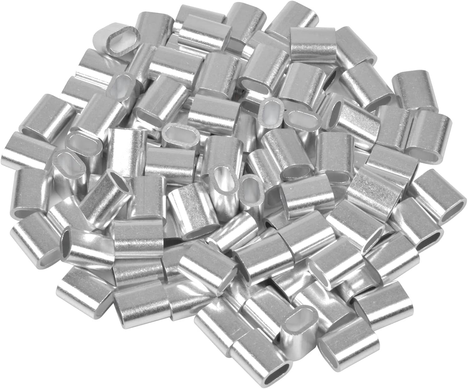 50 Ghiere In Alluminio Per Cavi 8 Mm - Morsetti A Doppio Foro Per Corda, Acciaio O Cavi Metallici