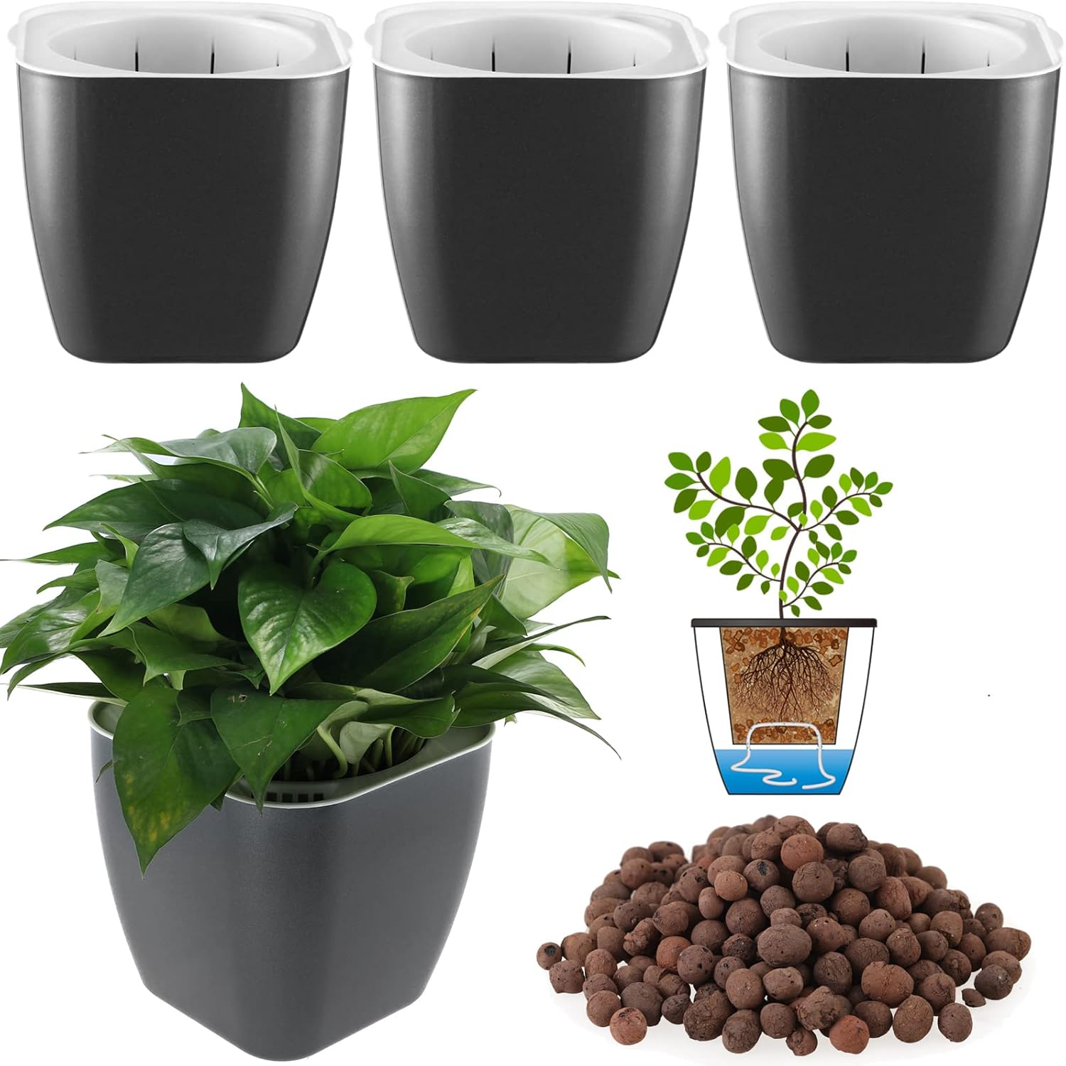 Black Plastic Garden Pots Large