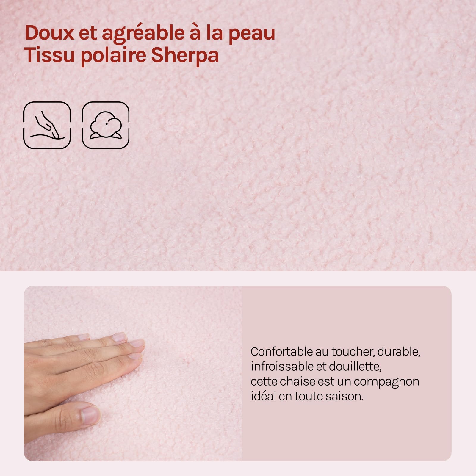 WOLTU Chaise Coiffeuse, Chaise Pivotante avec Dossier, Hauteur Réglable, en Tissu Teddy et PU, pour Chambre à Coucher, Bureau à Domicile, Rose