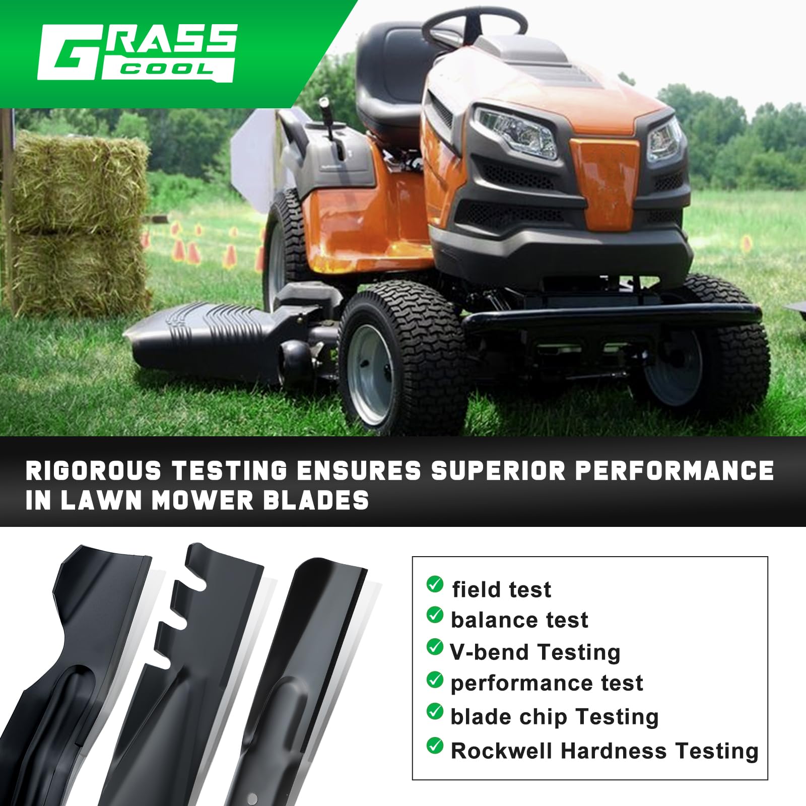 Grasscool Z248F - Cuchillas para cortacésped Hus qvarna 532180054 YTH2348 YTH24V48 YTH2148 YTH24K48 Z248 YTH2448 Craftsman Poulan 48 pulgadas, repuesto para cortacésped 188 pulgadas 0054 173920
