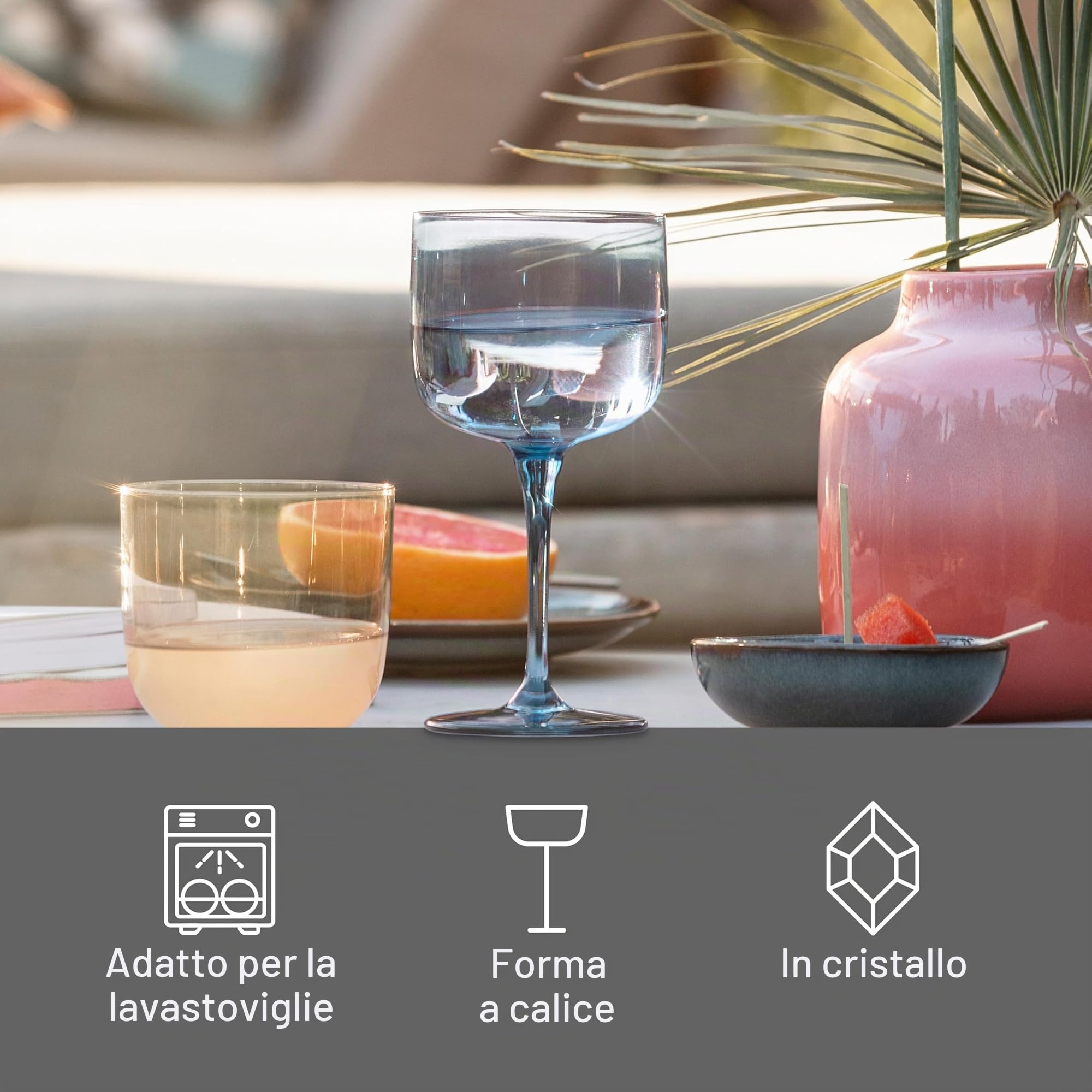 like. by Villeroy & Boch – Like Ice calice da vino set da 2 pz., vetro colorato blu ghiaccio, capacità 270ml