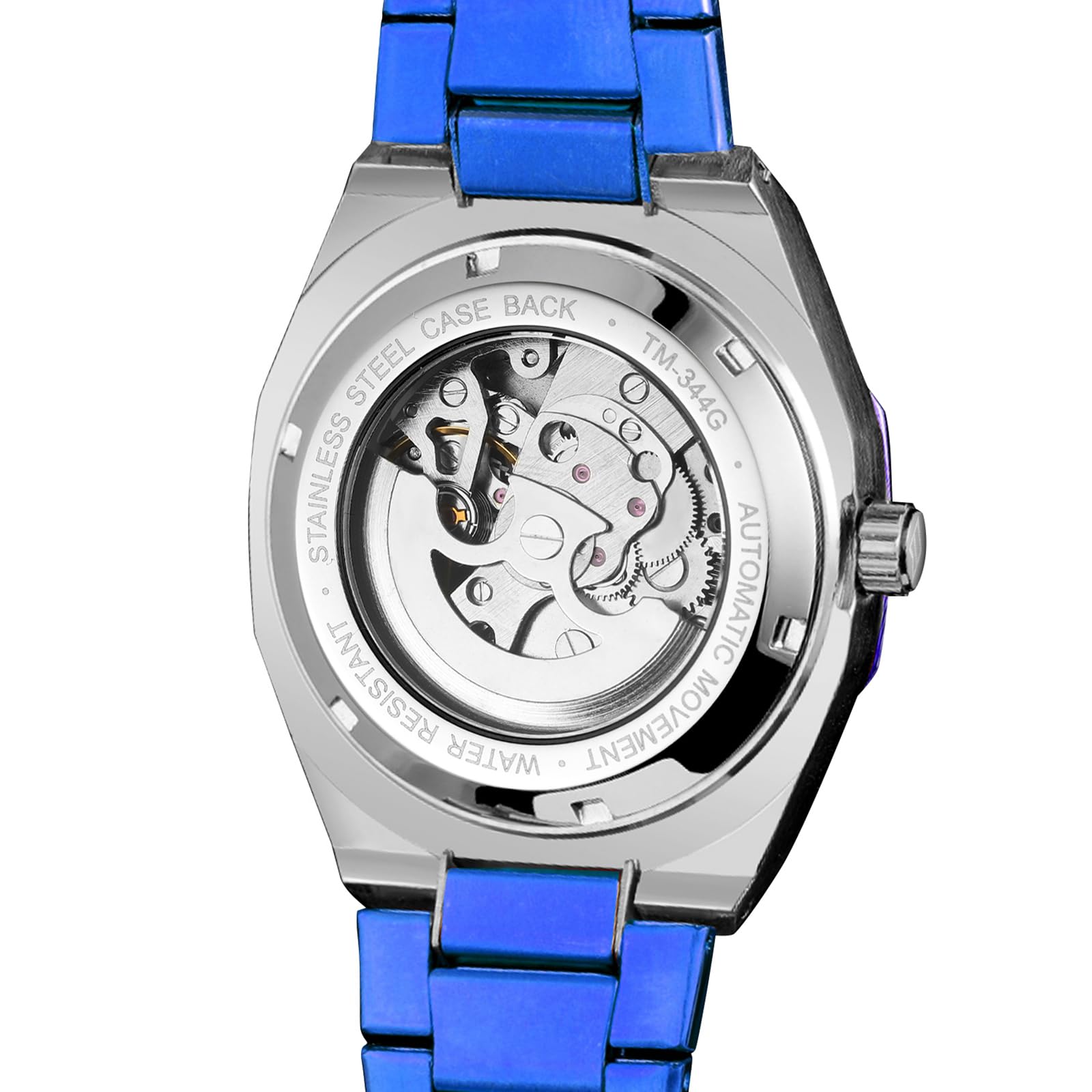Mechanische Herrenuhr, selbstaufziehende Armbanduhr für Herren, achteckiges Gehäuse, Edelstahlband, Skelett-Design, Uhren