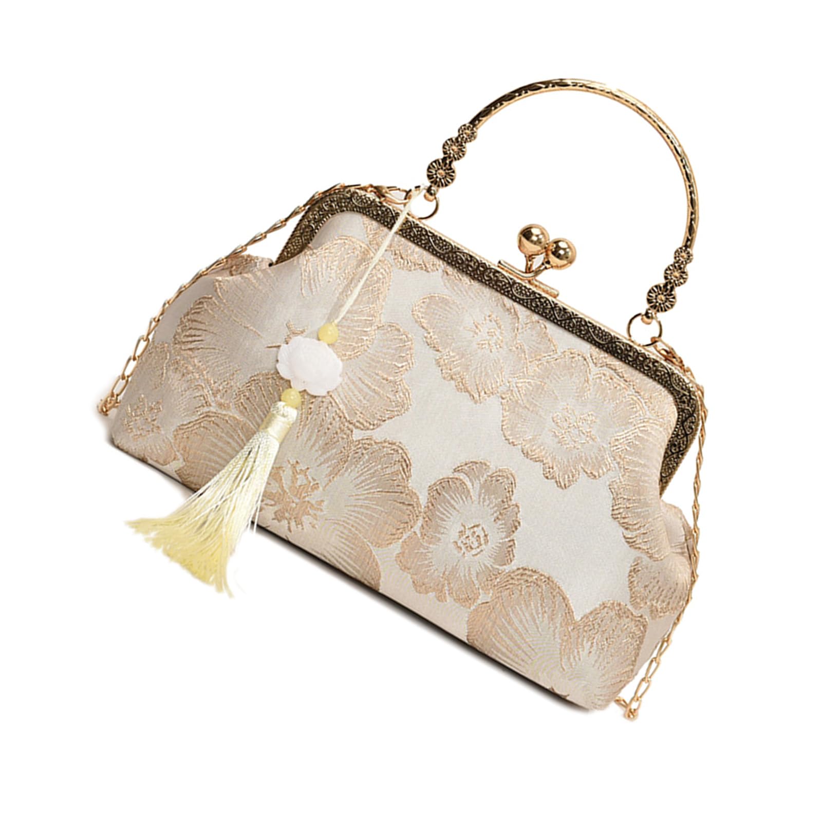 WEISUYUUS Elegant Chinese Evening Bag Cheongsam Inspired Chain Shoulder Crossbody Bag for Wedding Party Women Handbag