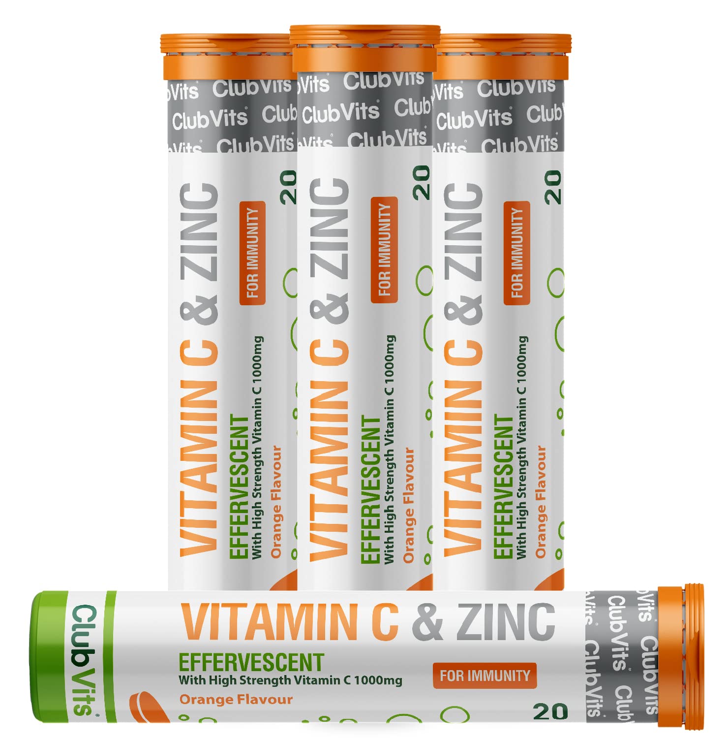 Vitamin C 1000mg & Zinc 15mg Orange Flavour Effervescent Tablets High