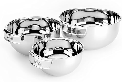 All-Clad Juego de cuencos de acero inoxidable aptos para lavavajillas accesorios de cocina 3 piezas color plateado