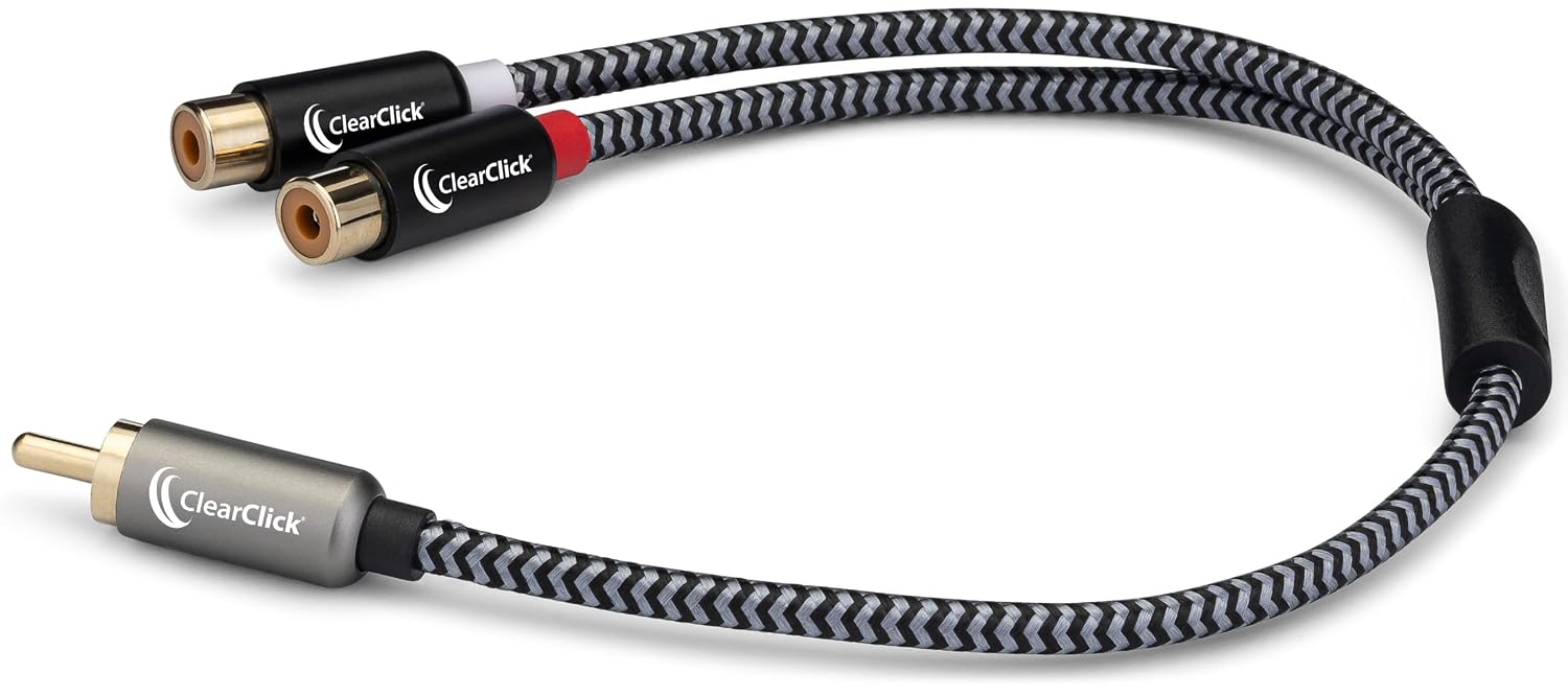 ClearClick RCA Audio Splitter Cable - 1 Male to 2 Female - Premium Quality