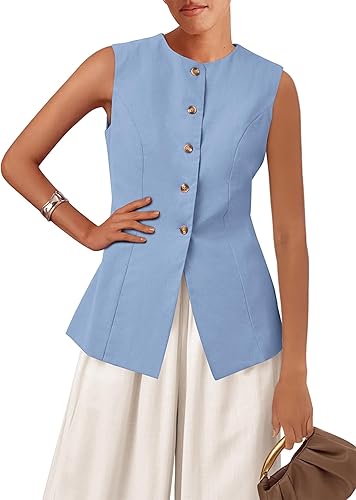 KIRUNDO Vest Tops for Women Trendy Dressy Business Casual Outfits 2026 Summer Sleeveless Fitted Blazer Work Suit Waistcoat