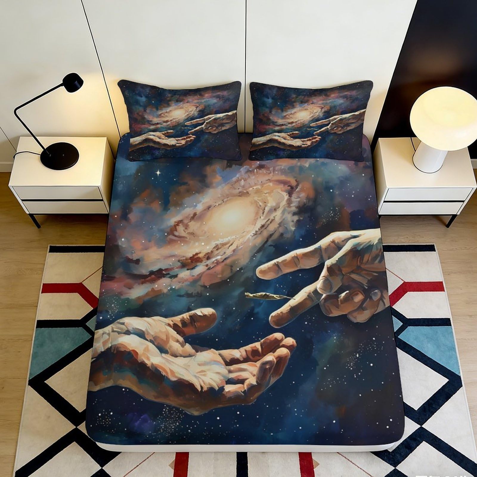 3D Printed Galaxy Starry Sky Fitted Sheet Microfiber Soft Cosmic Nebula Mattress Cover Bedroom Decor 90x200x25cm