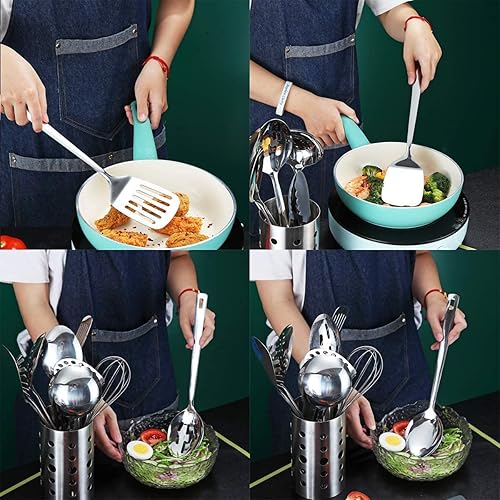 Miniatura 5 de Berglander - Juego de utensilios de cocina de acero inoxidable set de 13 piezas con soporte para utensilios antiadherentes y resistentes al calor