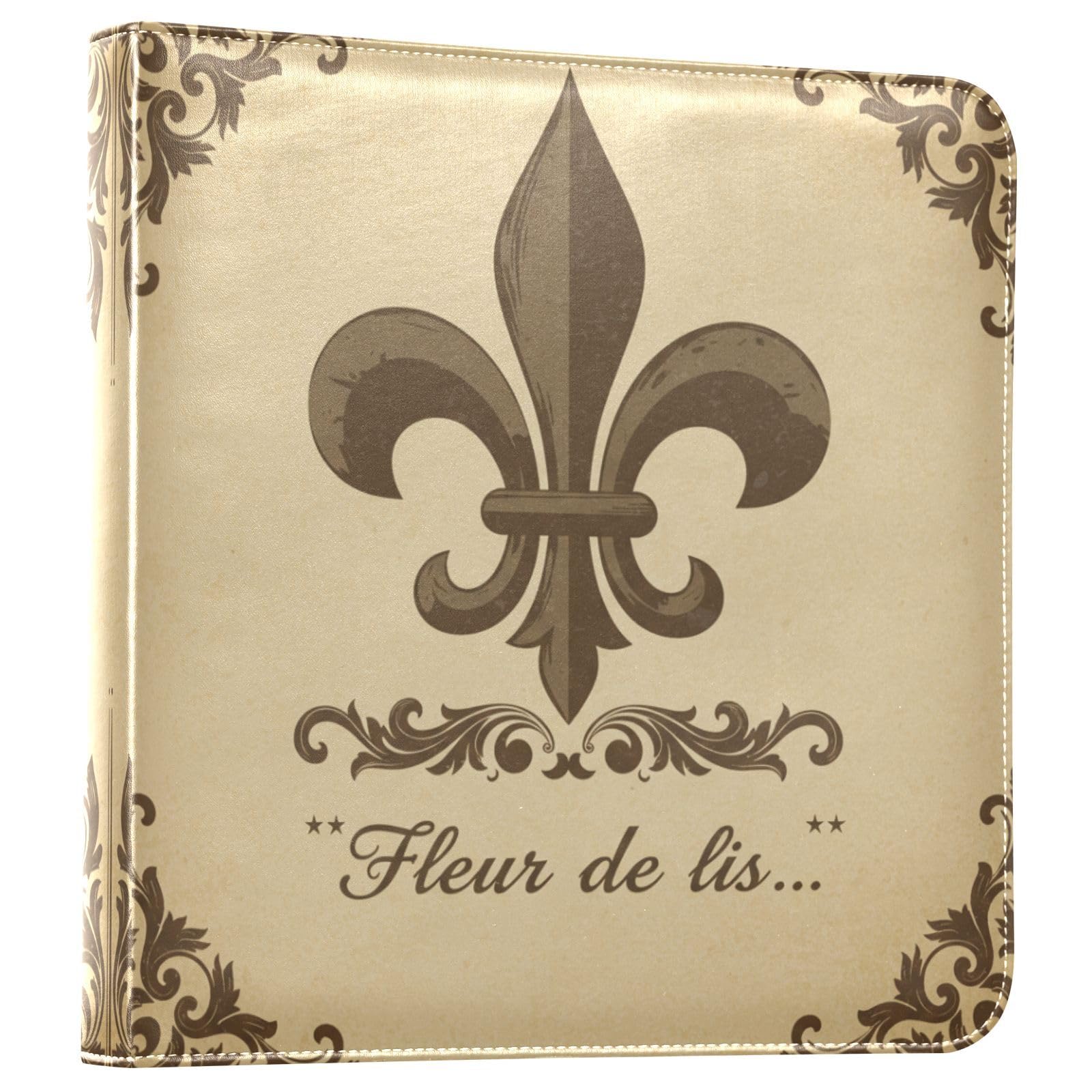 Album photo de mariage JIPONI grand format en cuir avec fleur de lys rétro