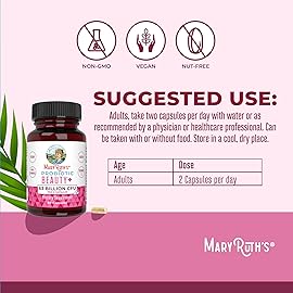 MaryRuth Organics Probiotic Beauty Capsules | Vegan Collagen Support | Anti Aging | Gut Health | Hair Skin and Nails Vitamins | Skin Care | Biotin | Non-GMO Project Verified | 60 Count
