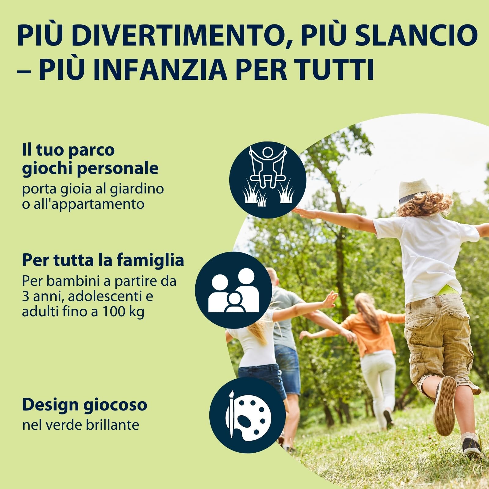 HUDORA Altalena a nido 110 - altalena in plastica verde/arancione fino a 100kg - altalena con diametro di 110cm per interni ed esterni - Altalena familiare regolabile per bambini e adulti