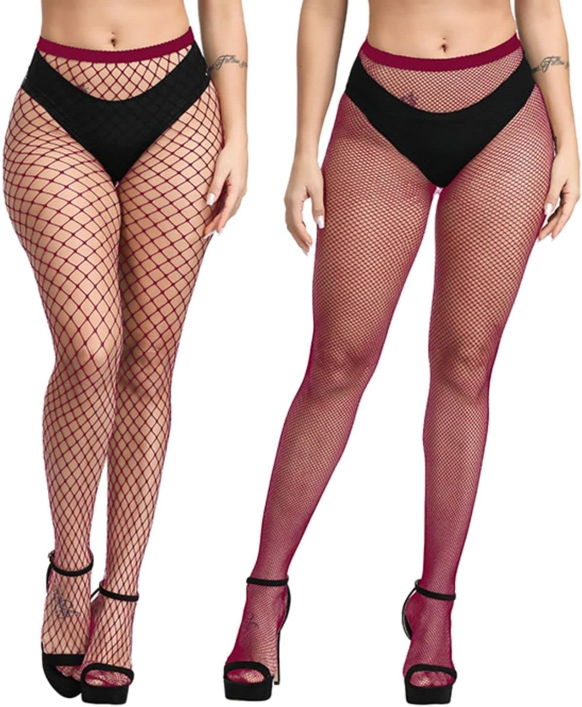 Benefeet Sox Womens Fishnet Tights Gothic Fishnet Stockings Sexy High Waist Fishnets Girls Sheer Mesh Pantyhose 2 Pairs