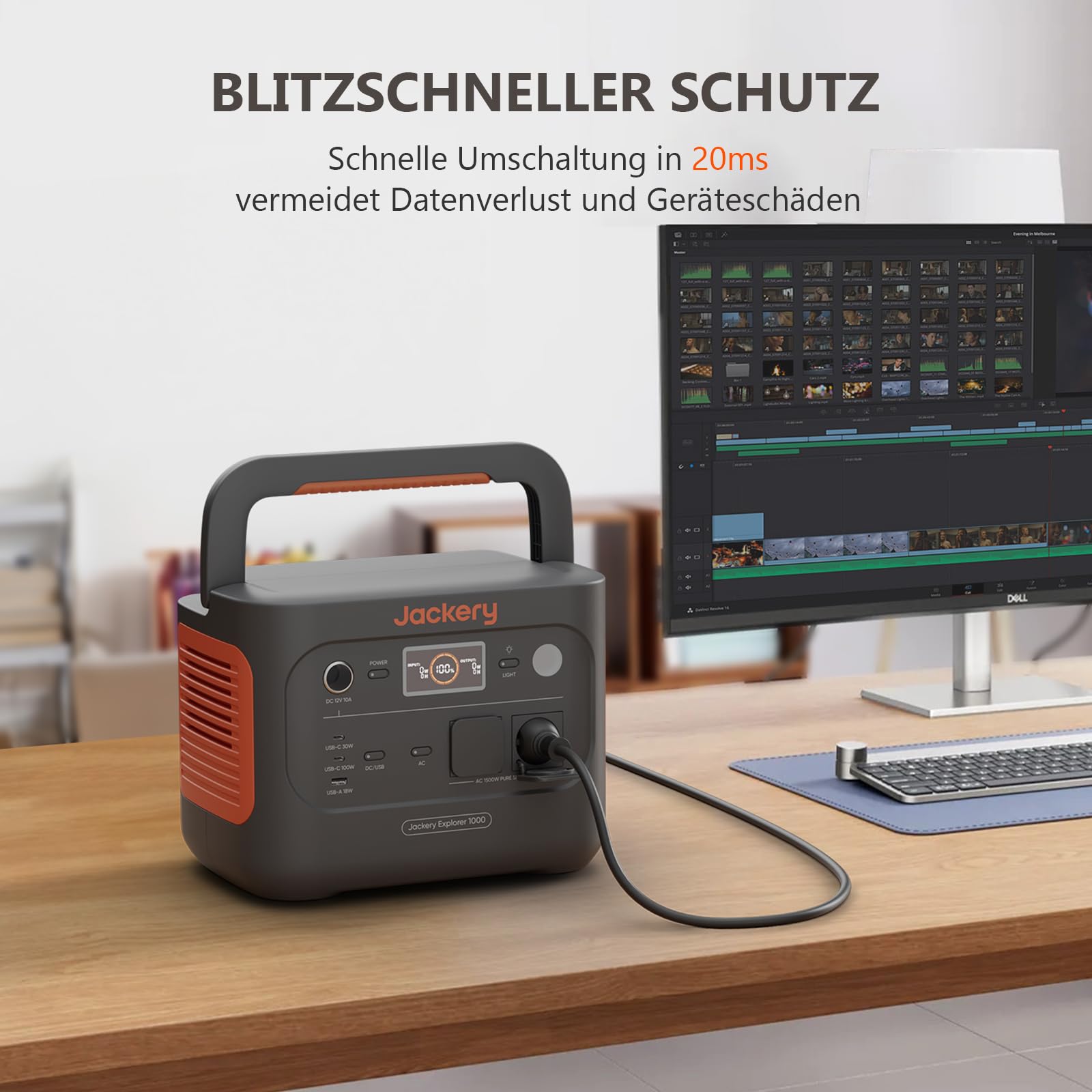 Jackery E1000 v2 Tragbare Powerstation mit M Tragetasche für Powerstation, 1070Wh LiFePO4 Solargenerator, 1500W AC/100W USB-C Ausgang, 1 Std. Schnellladung, für Outdoor Camping, Wohnmobil