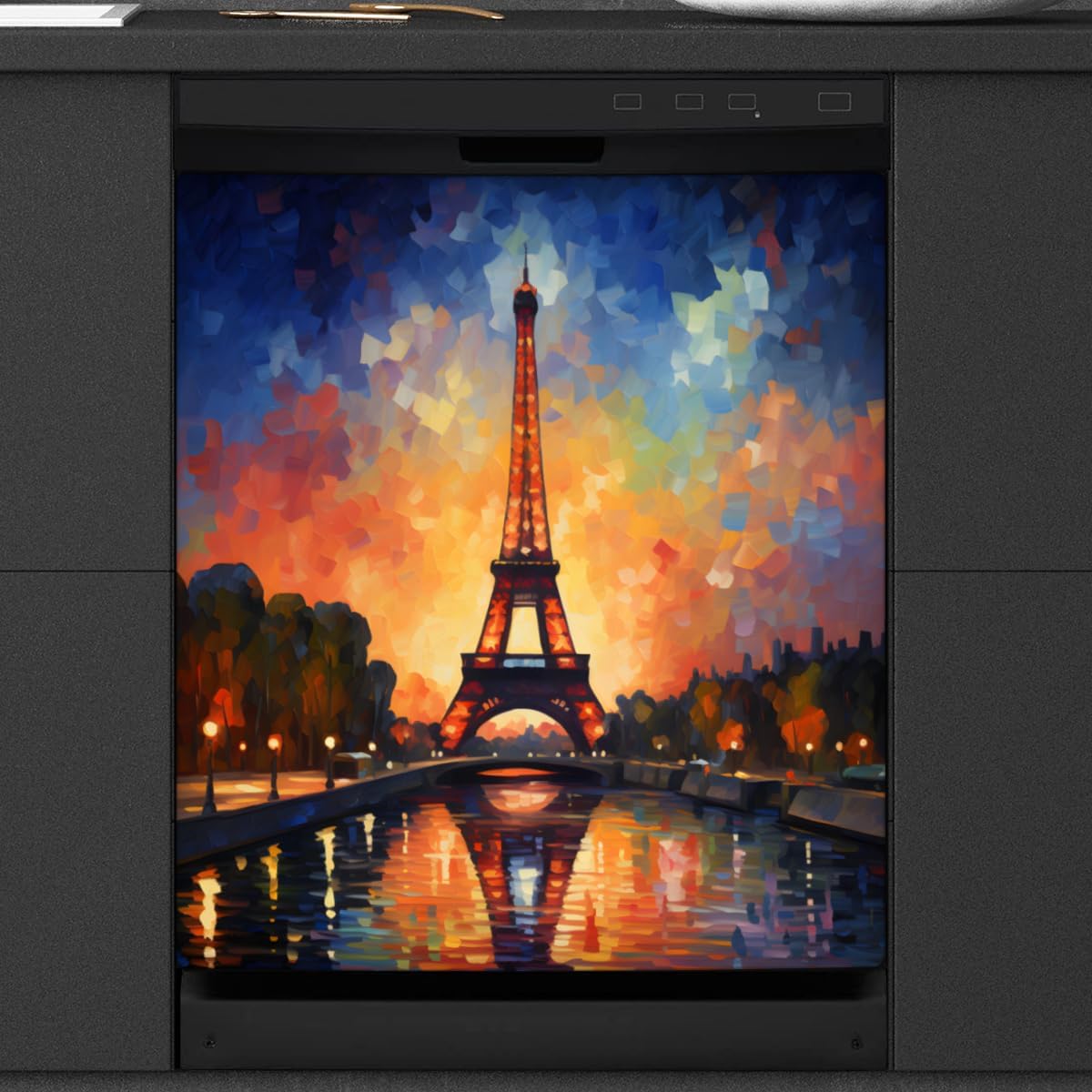 Paris Eiffel Tower City Dishwasher Magnet Cover Reusable Decorative Magnetic Door Cover Dishwasher Covers for The Front Magnetic Kitchen Refrigerator Appliance Decor 23 x 26 Inches