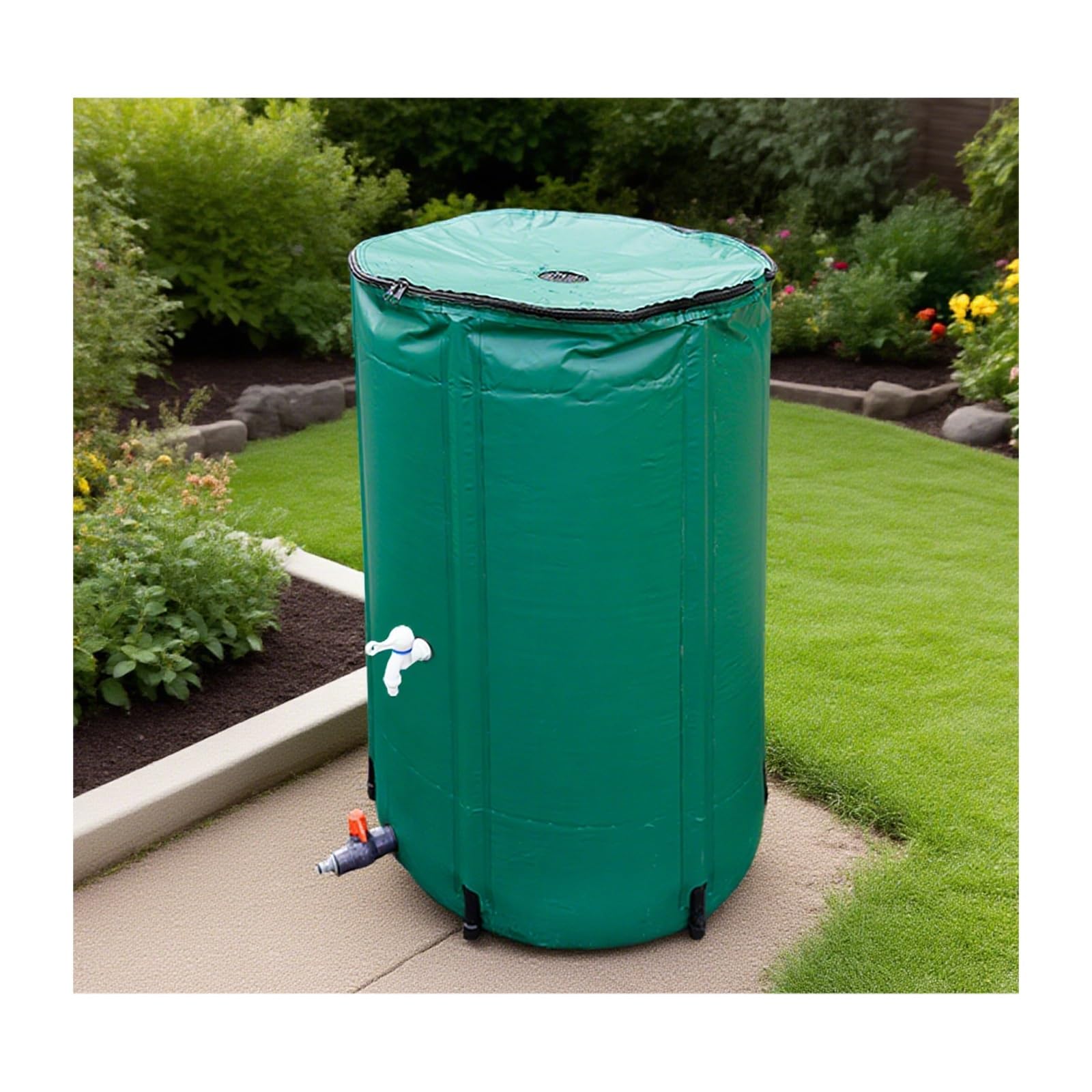 Nviusdsj Green Rainwater Barrels, Tough Fabric, Heat-Sealed Stitching, Not Easy To Leak, Foldable Design, Flexible Use(,1000L)