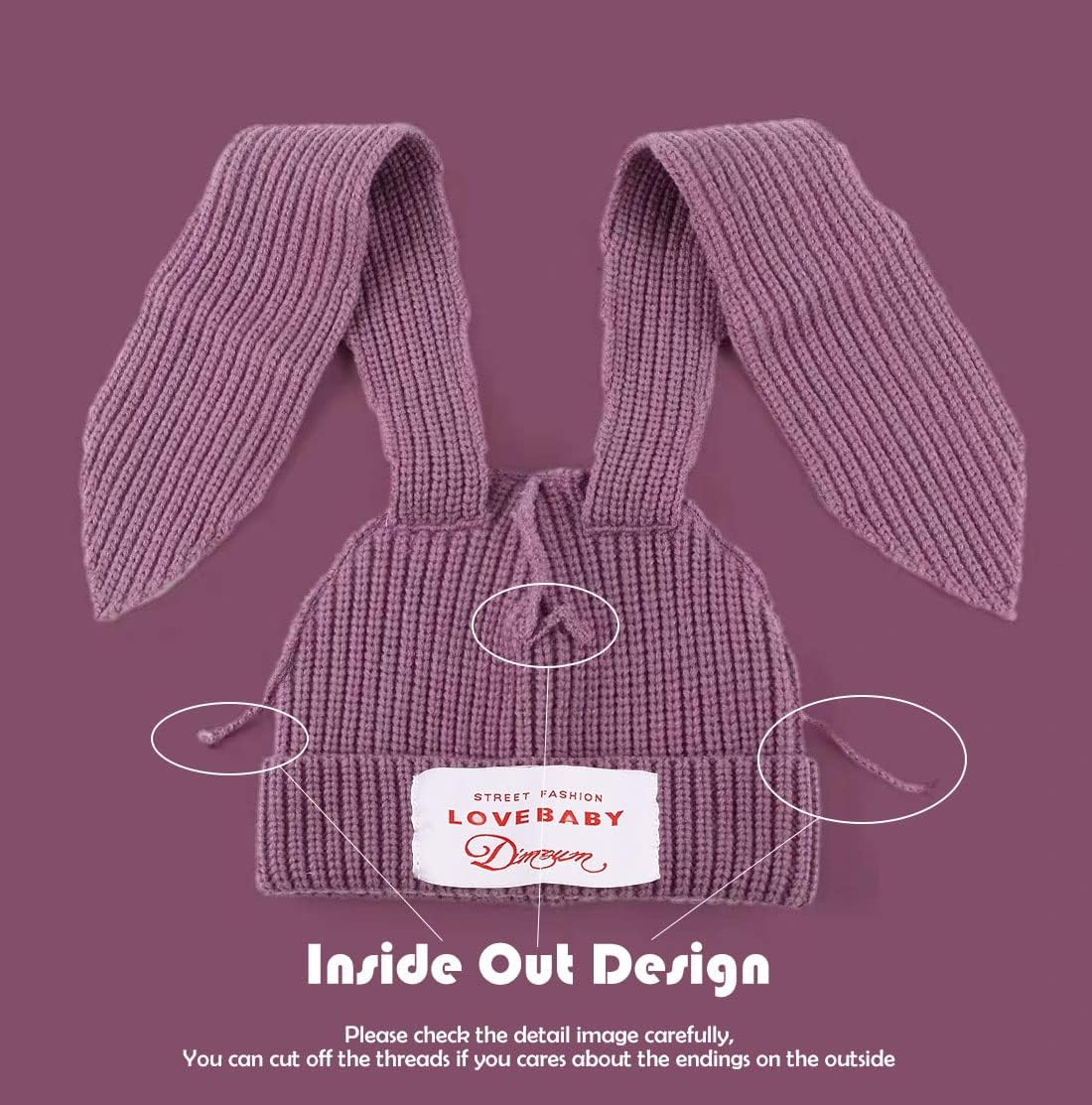 Knit Beanie Hats Cute Bunny Long Ears Funny Hat Fluffy Winter Cap Warm Knit Rabbit Crochet Skull Cap Outdoor Slouchy Hat - Image 3