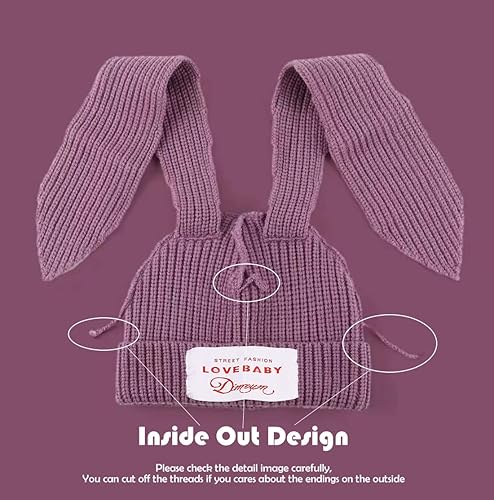 Miniatura 3 de Gorro de punto con orejas largas de conejo, gorro divertido de invierno, gorro cálido de punto de conejo de ganchillo para exteriores