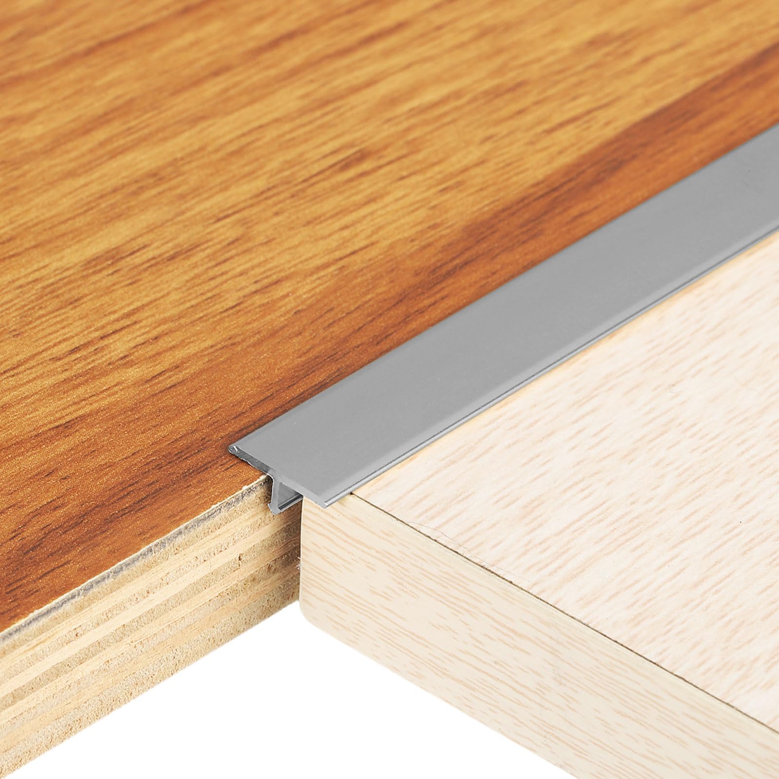 sourcing map 3Pcs 2.9ft x 0.47" t Molding Floor Transition Strips, Aluminium Alloy Vinyl Flooring Gap Trim for Joining Laminate Planks Tiles Floor Gaps, Gray