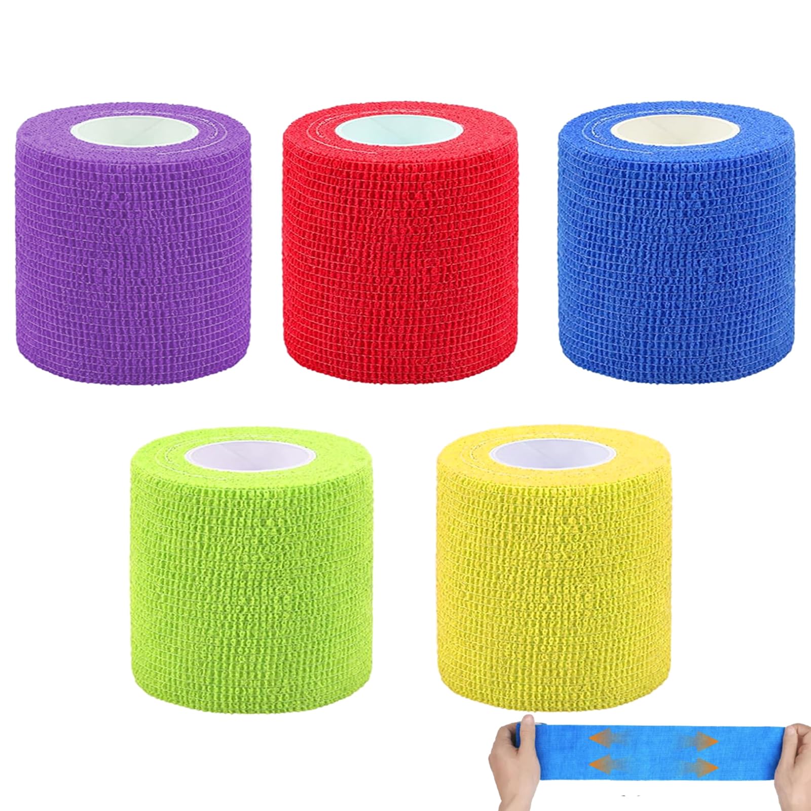 5 PCS Pet Vet Wrap for Dogs, Dog Bandages for Paws, Vet Wrap for Horses, Cohesive Bandage Wrap, for Sports, First Aid Medical and Vet Wrap, Grip Tape