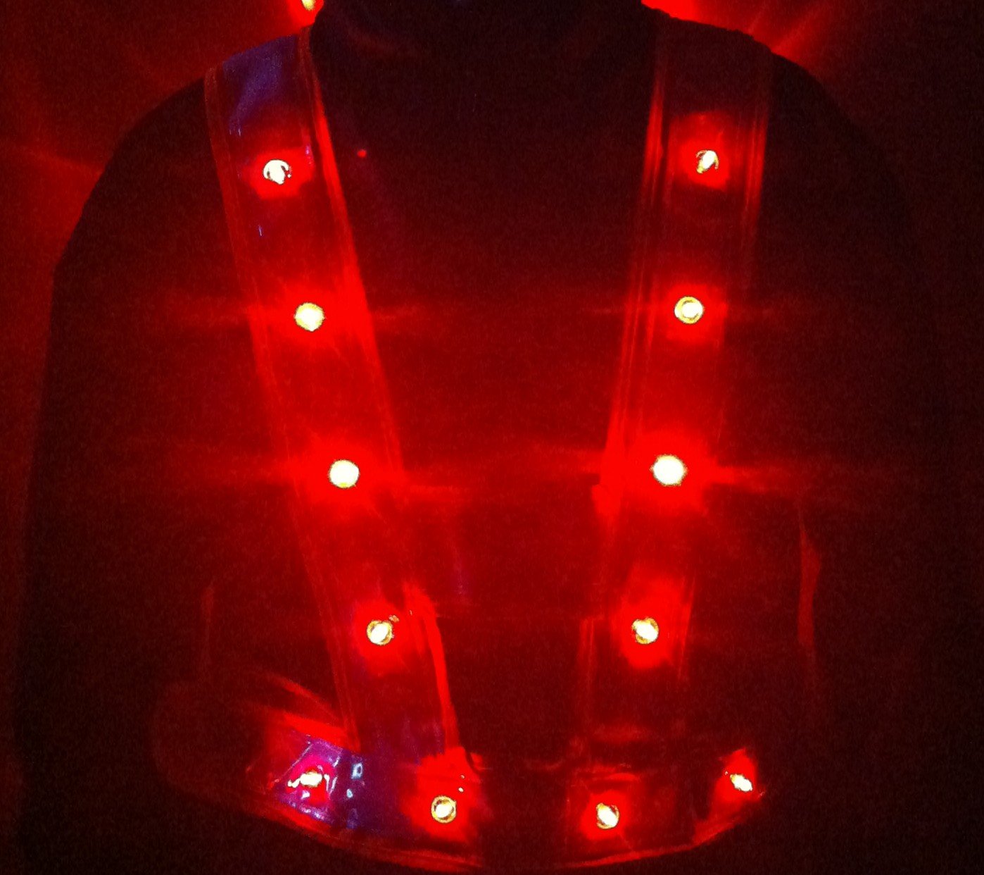 Gilet Baudrier Orange PRO de Sécurité Fluo à 24 Leds rouges DELUXE Vendeur et stock en FRANCE