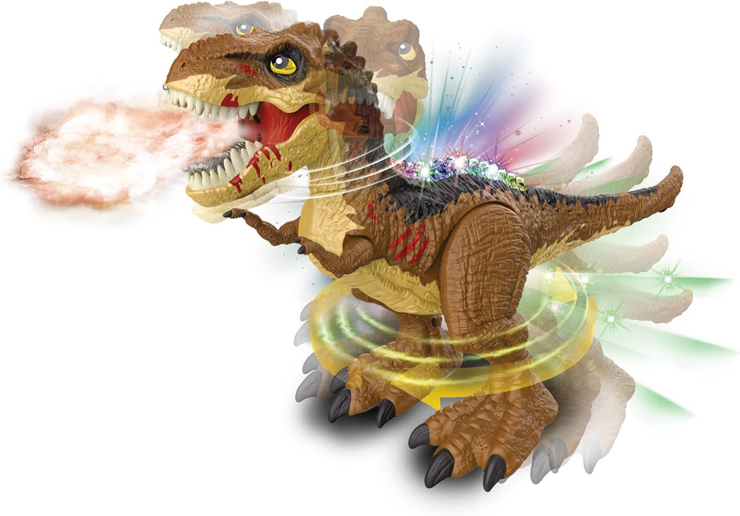 Tech Plus dinosaur toys,T-Rex Remote Control Walking Dinosaur Toy with Simulated Flame Spray, Realistic Sounds and Red Fire Lights on Eyes