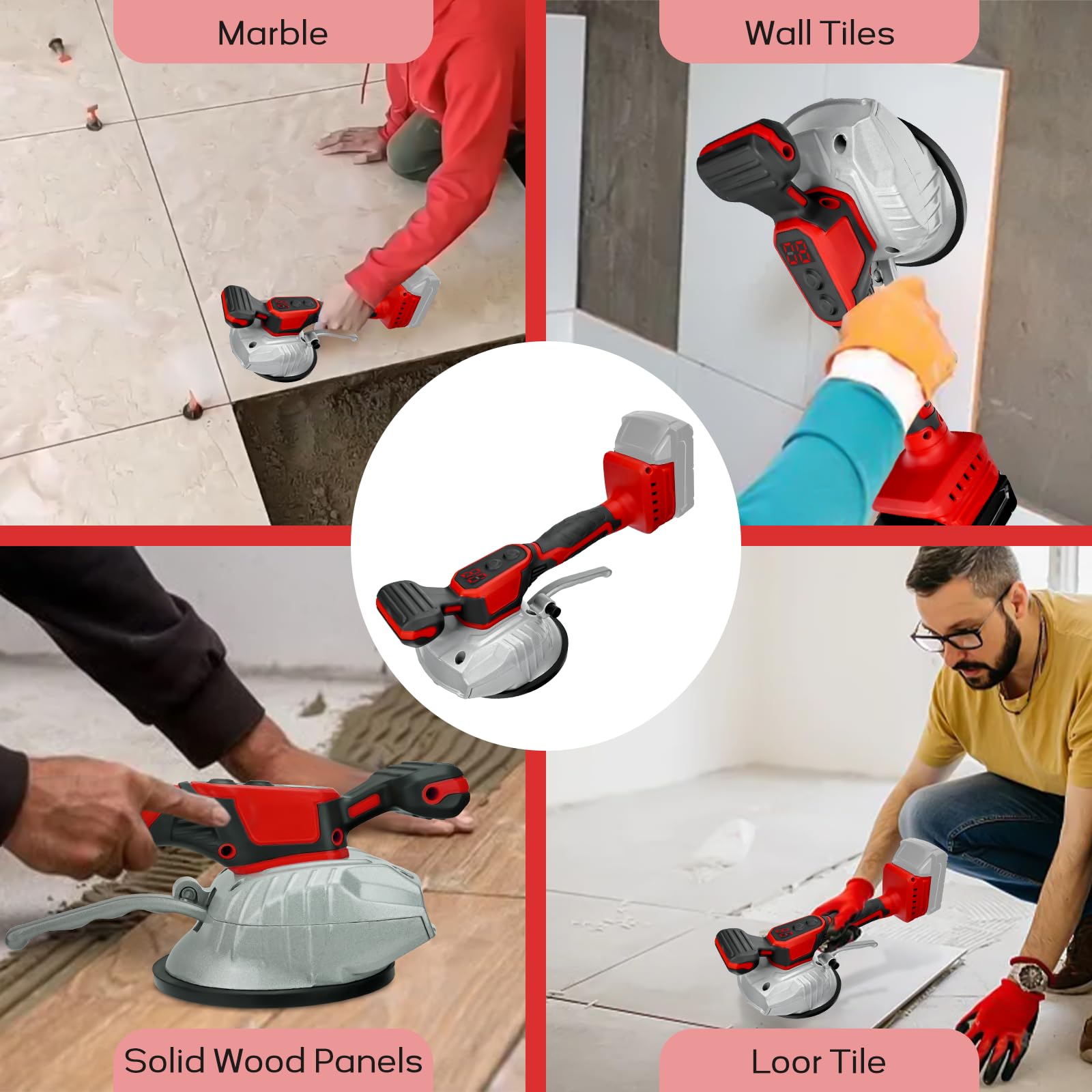Akku-Fliesenrüttler Für Milwaukee 20V - 10000 U/min, 8 Geschwindigkeiten, Saugnapf Bis 50 Kg