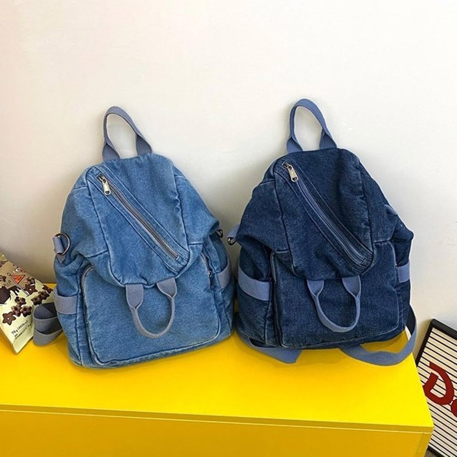 Trendy Denims Zaino per computer portatile per donne uomini borsa da scuola compatta con tasche multiple regolabile Crossbody borsa a tracolla multi scomparto zaino, Azzurro