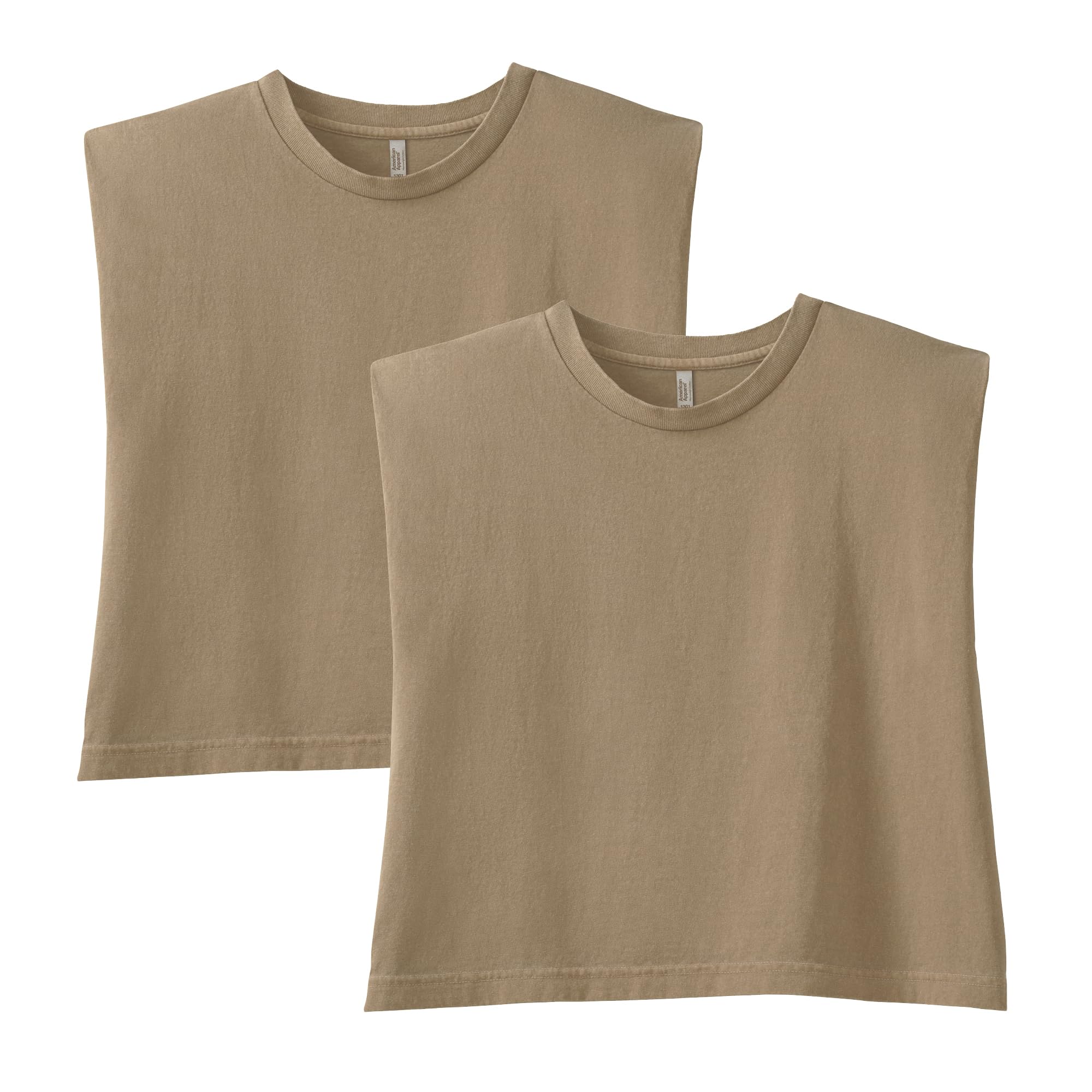 American Apparel Heavyweight Cotton, Boxy, Cropped, and Garment Dyed Muscle T-Shirt, Style G307gd, 2-Pack Casual Mujer (Pack de 2)