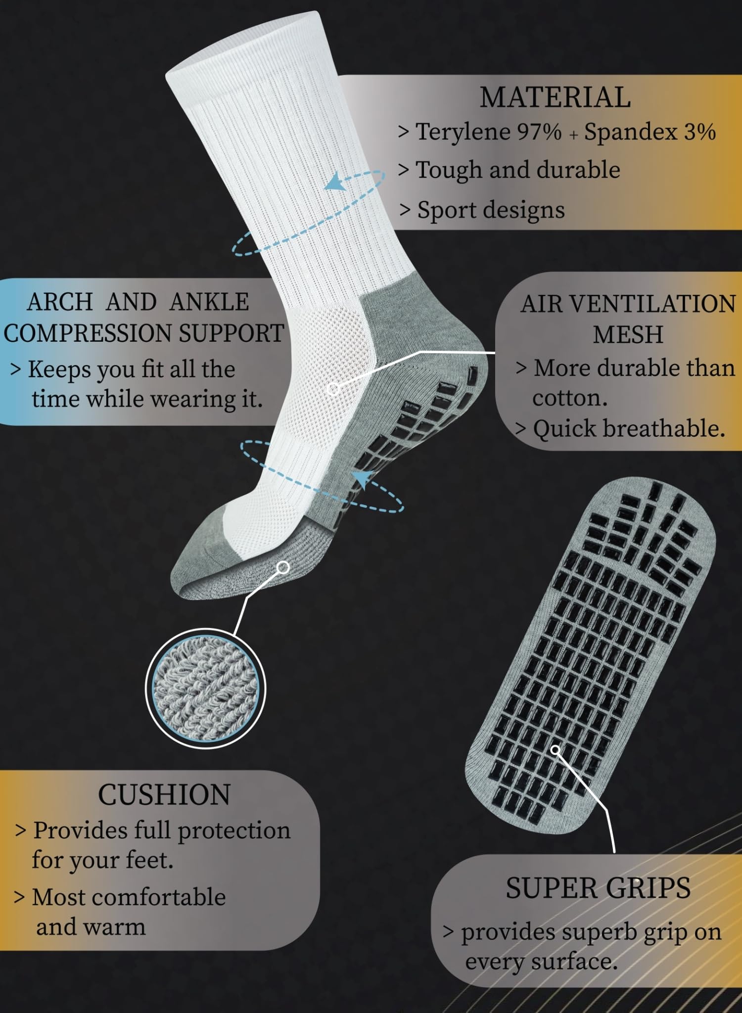 RATIVE Super Grips antideslizante antideslizante Yoga Hospital Calcetines para adultos, hombres y mujeres