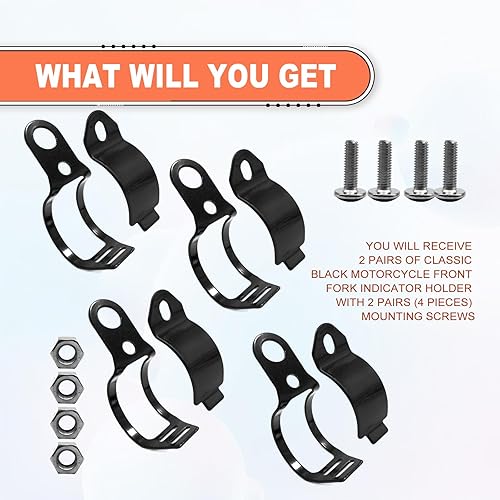 Miniatura 5 de 2 pares de soportes indicadores de horquilla de motocicleta de aleación de aluminio, soporte de montaje intermitente universal para motocicleta,