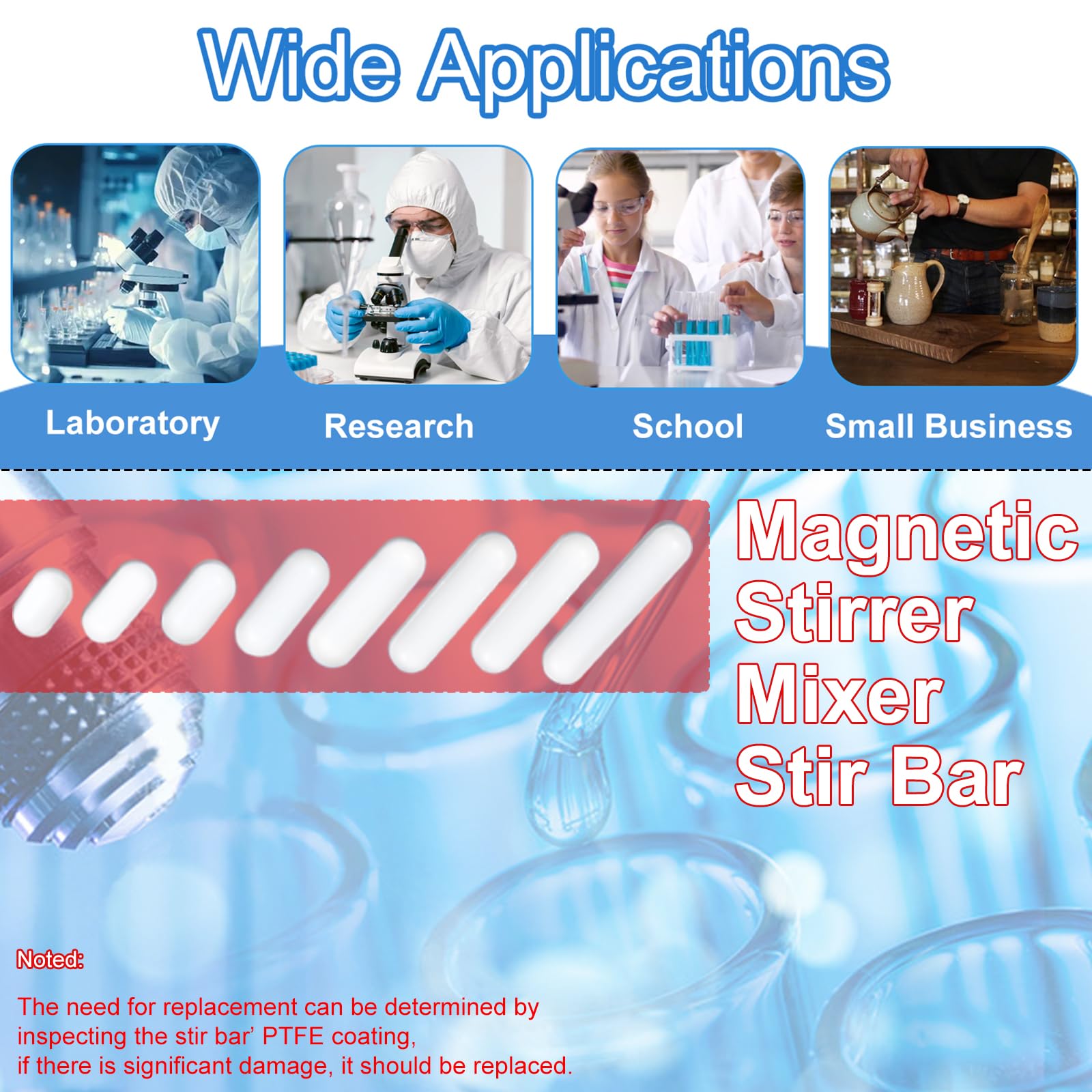 PTFE Magnetic Stir Bars - Set of 8 -6
