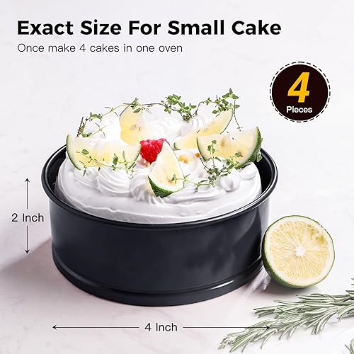 Miniatura 6 de HONGBAKE Moldes Springform de 4 pulgadas, mini sartenes para tartas de queso con 200 forros de papel pergamino, mini sartenes antiadherentes para