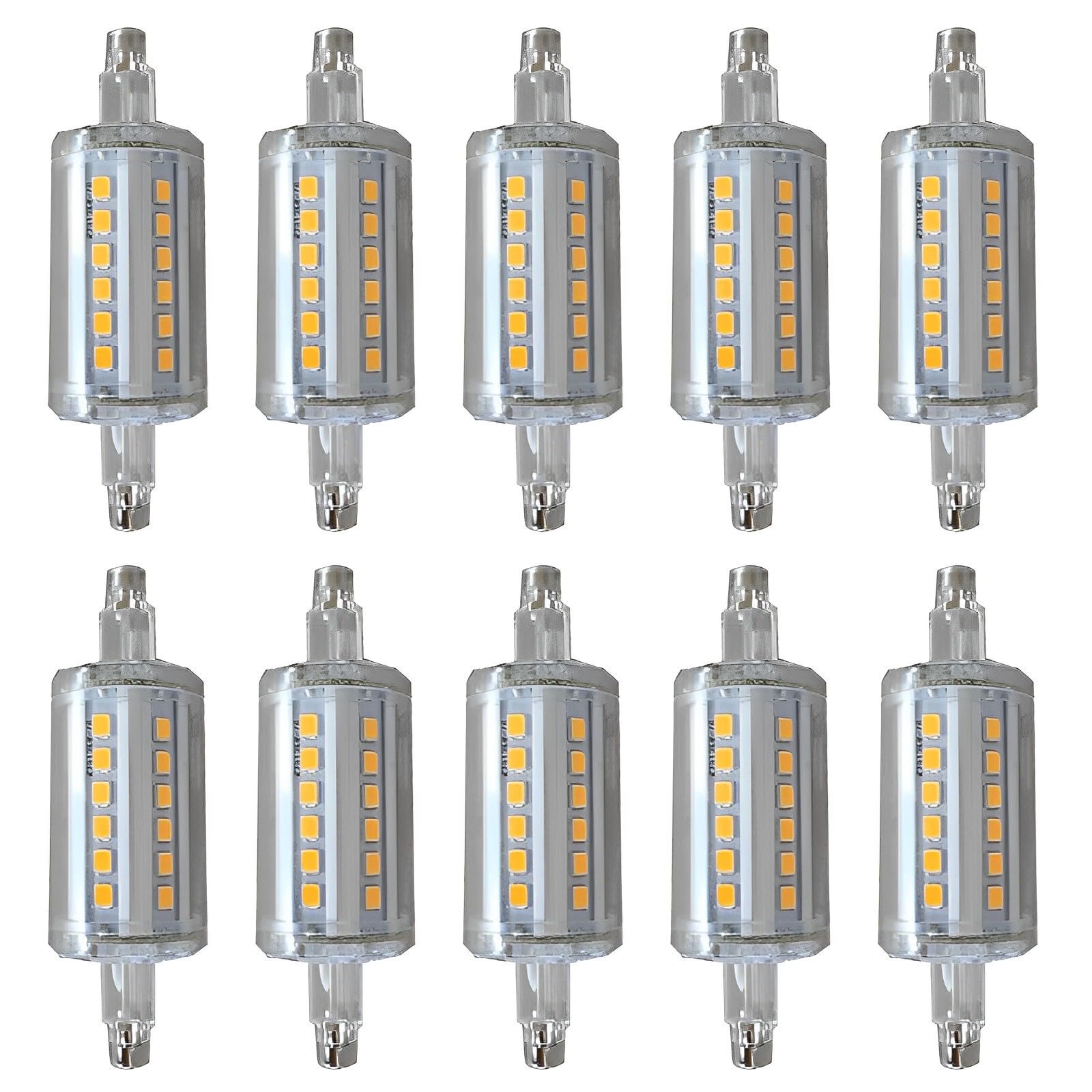 5W 500LM R7S 78MM Bombillas LED Regulables R7S Base 50W Bombilla halógena de tungsteno Bombillas de Repuesto para iluminación de Taller Lámparas de pie (Paquete de 10)