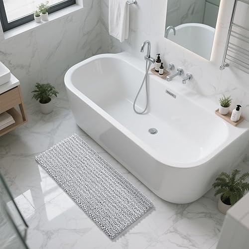 Miniatura 641 de Yimobra - Tapete de baño largo de felpilla, grande de 55.1 x 24 pulgadas, microfibra gruesa, absorbente, extrasuave, antideslizante, peludo, lavable