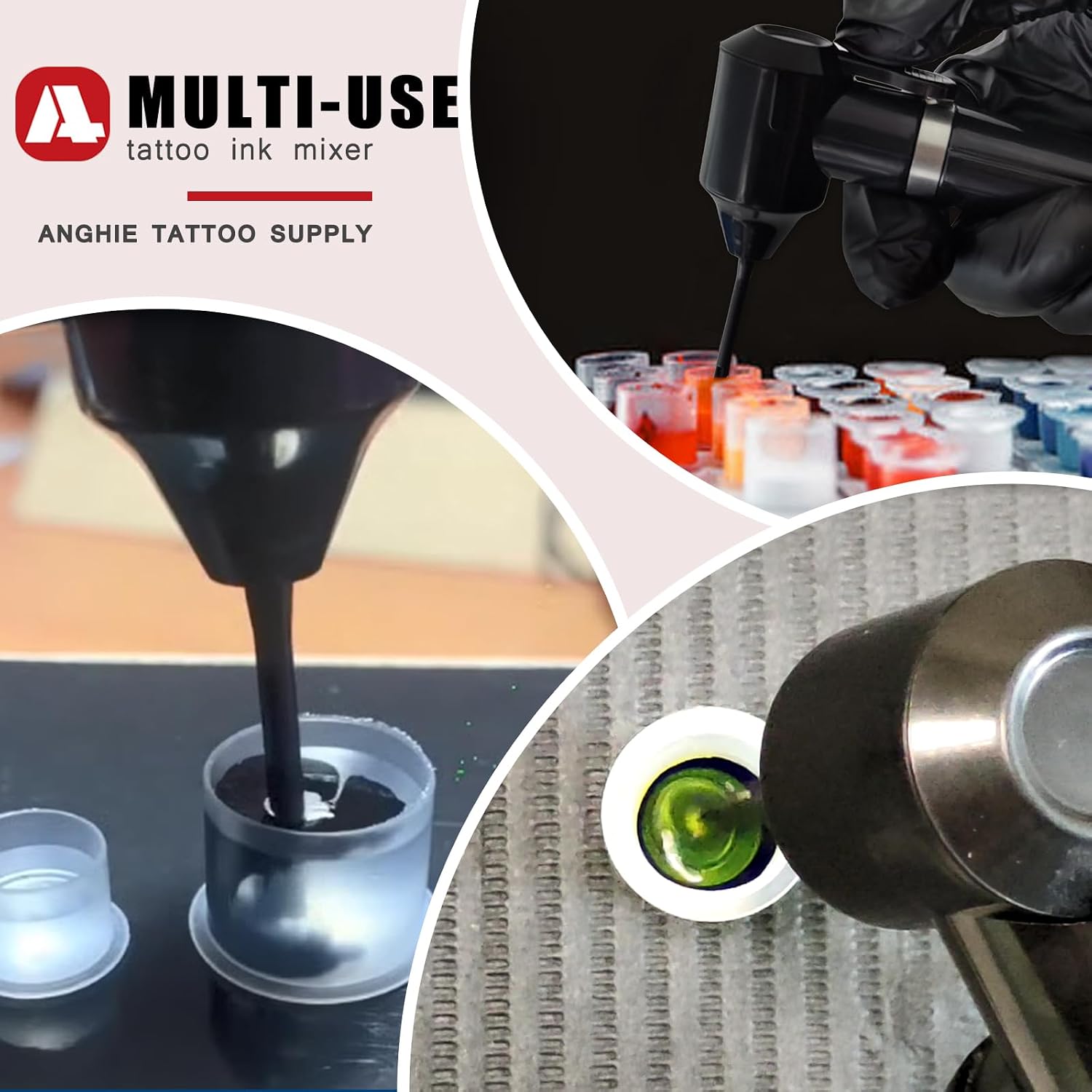 Ink Mixer Machine Kit, Pigment Mixer Machine Black Electric Ink Mixer with 100Pcs Sticks Eyebrow Color Makeup Ink Agitator Machine for Microblading Supplies
