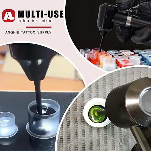 Miniatura 6 de Anghie Kit de máquina mezcladora de tinta, mezcladora de pigmentos, mezclador de tinta eléctrica negra con 100 varillas de color de cejas, máquina
