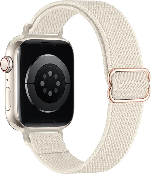 Slim Stretchy Bands Compatible with Apple Watch Band 40mm 41mm 42mm 38mm 44mm 45mm 46mm 49mm Women Men, Soft Fashion Nylon Braided Elastic Strap for iWatch Series 10 SE 9 8 7 6 5 4 3 2 1 Ultra 2